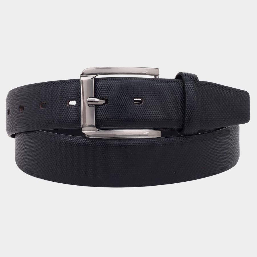 Men's Black Leather Belt, Upto 38 In. Waist, , large image number null