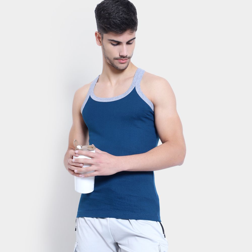 Brink Cotton Solid Sleeveless Gym T-Shirt