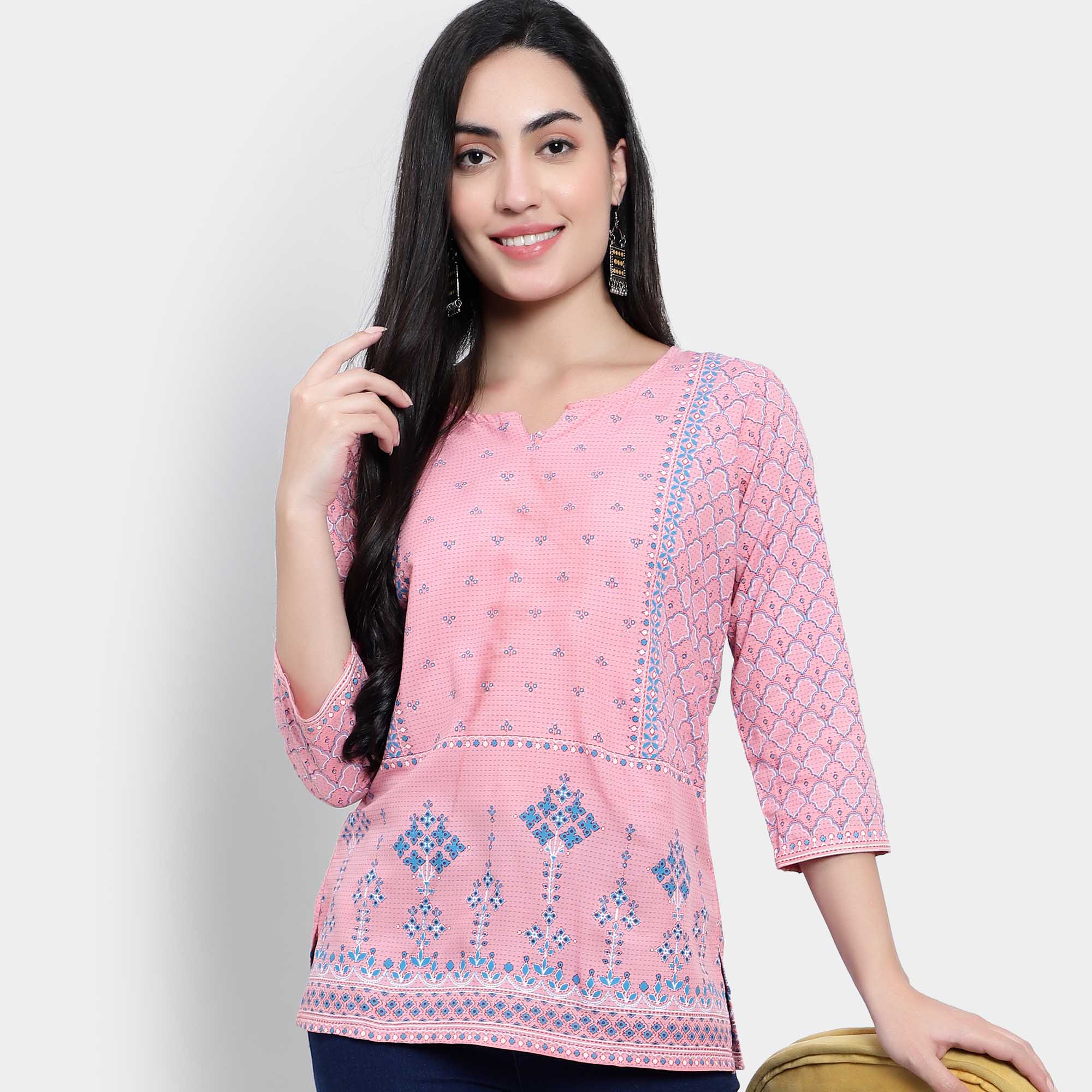 Pink Almirah All Over Print Straight Kurti | Vishal Mega Mart India