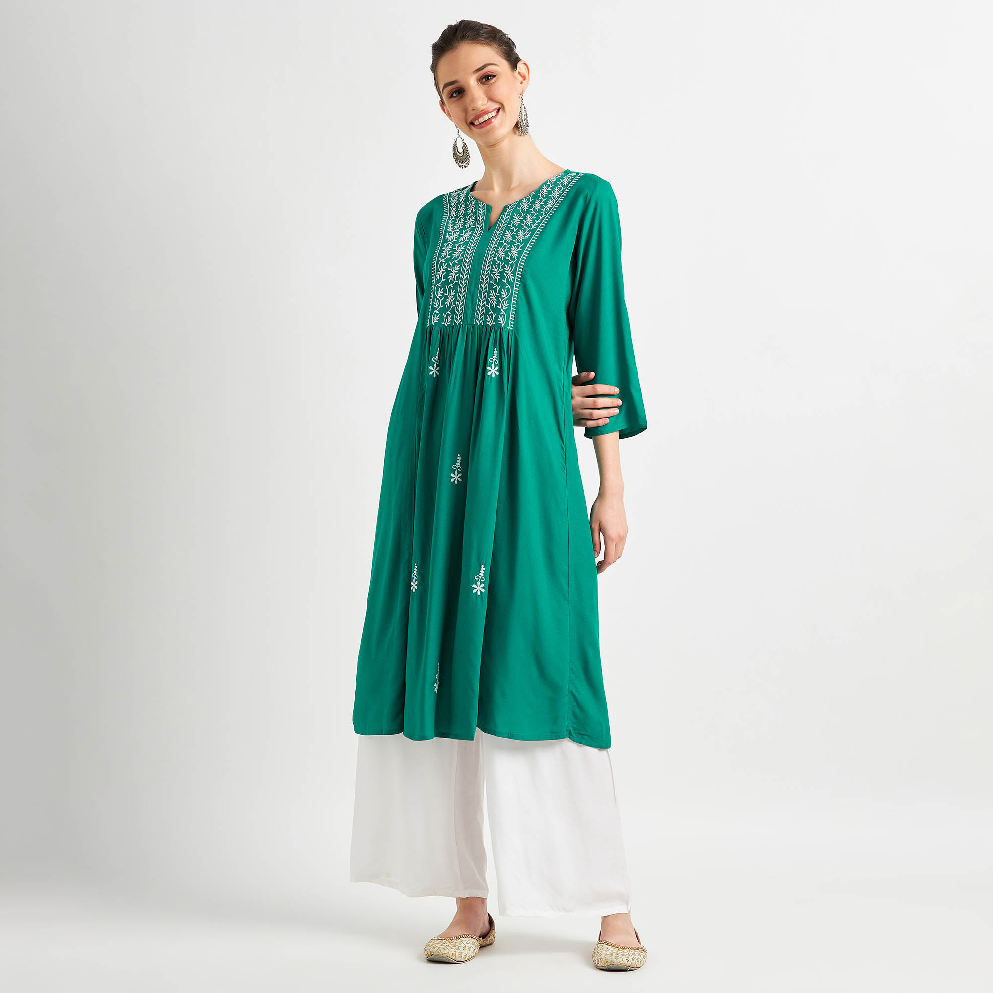 Mavie 3/4th Sleeves Flared Kurta | Vishal Mega Mart India